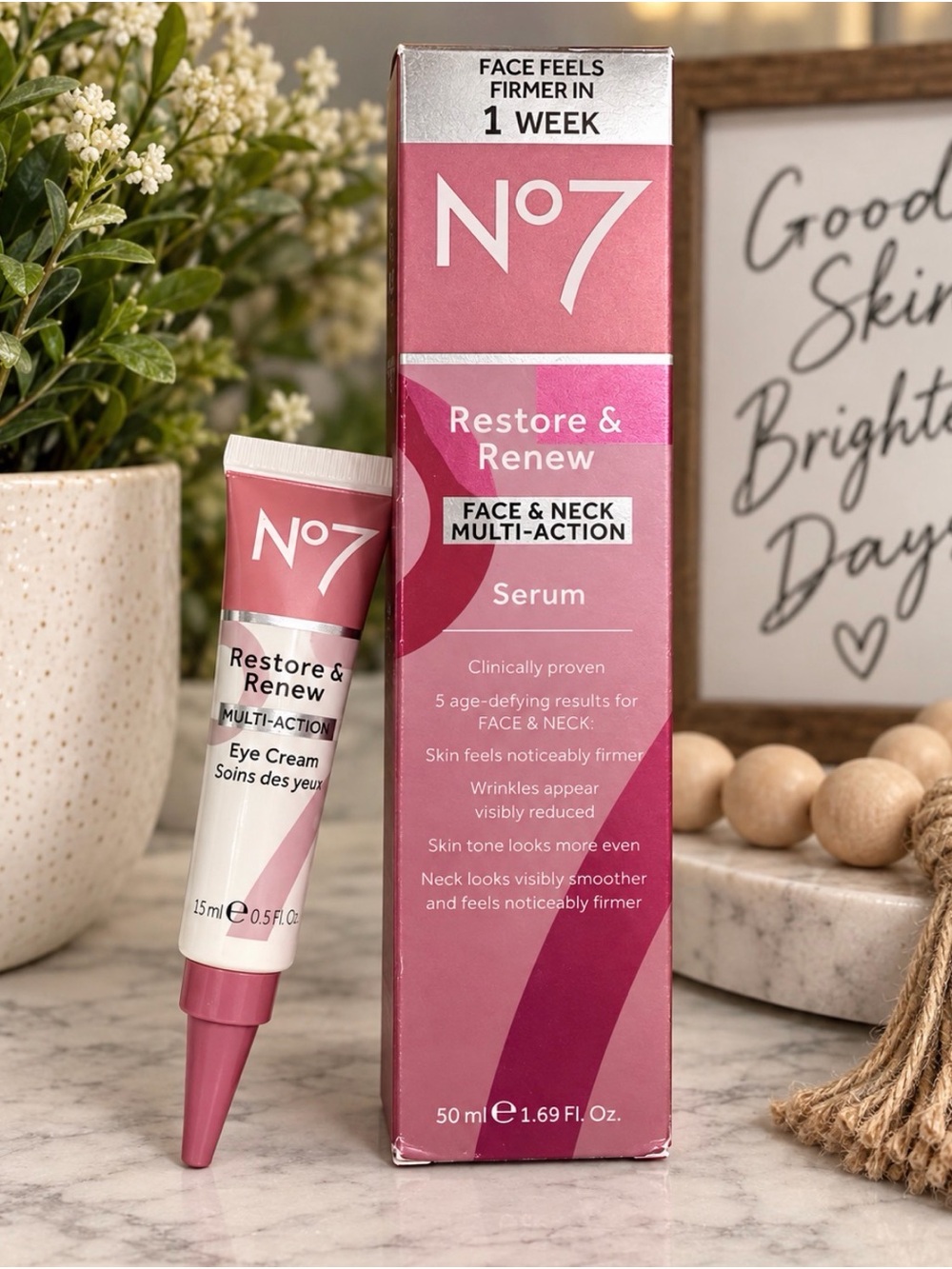 NO7 Restore & Renew Face & Neck Multi Action Serum + Eye Cream